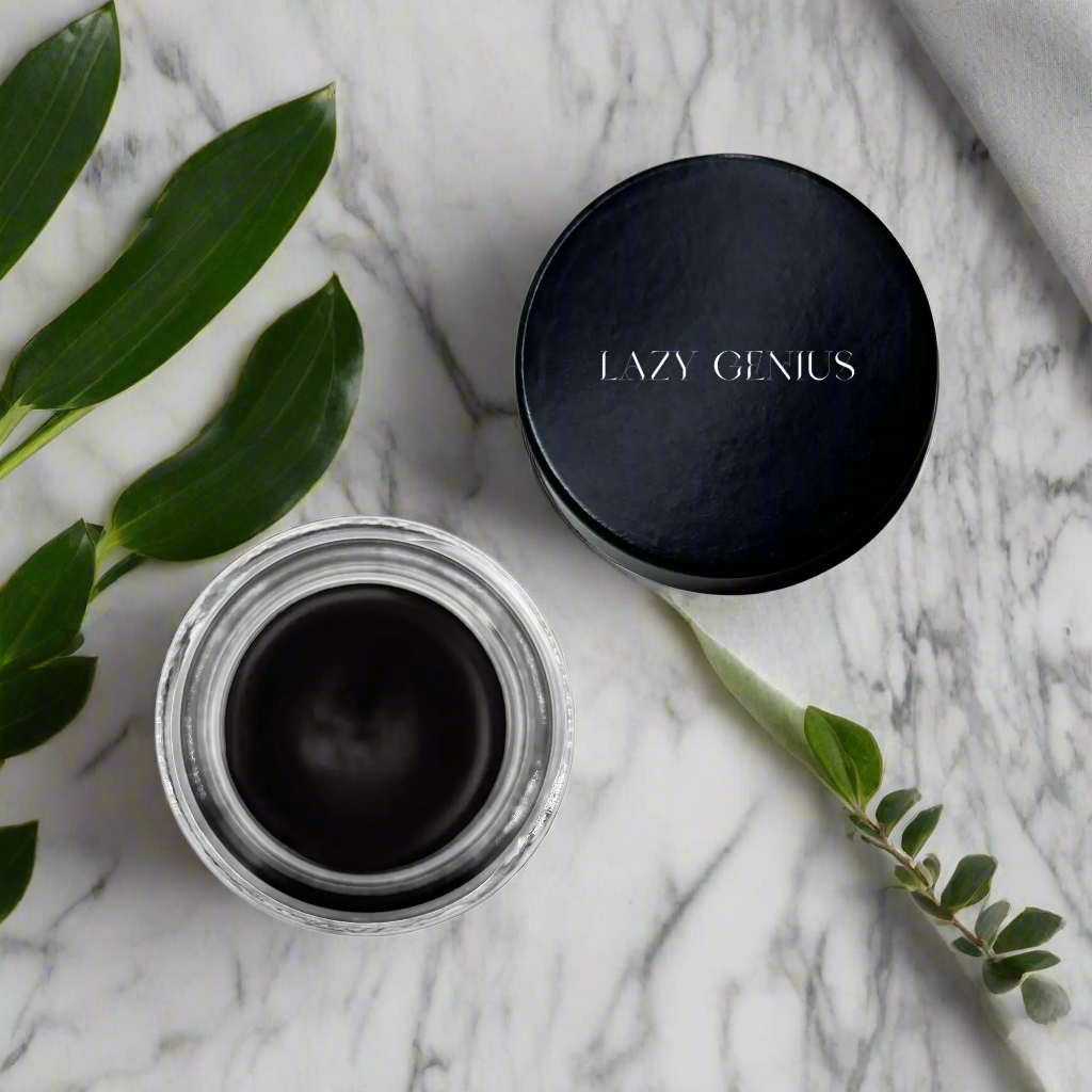 Lazy Genius eyeshadow in elegant pink shade surrounded by neutral pigments for a stunning look.